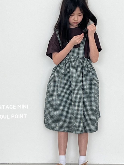 Check Frill Suspenders One-piece