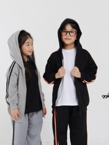 Two Lines Hood Zip-up Jacket with Mom