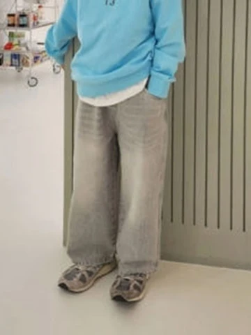 Gray Wide Denim Pants