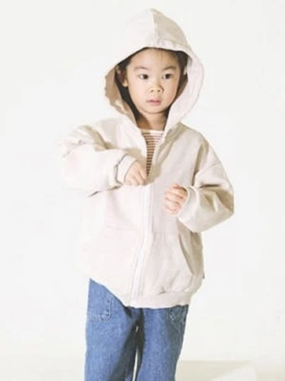 Button Hood Zip-up Jacket Button Hood Zip-up Jacket