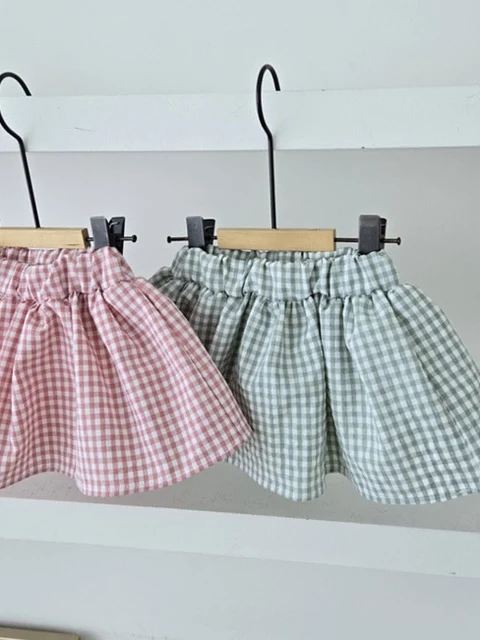 Check Shirring Skirt