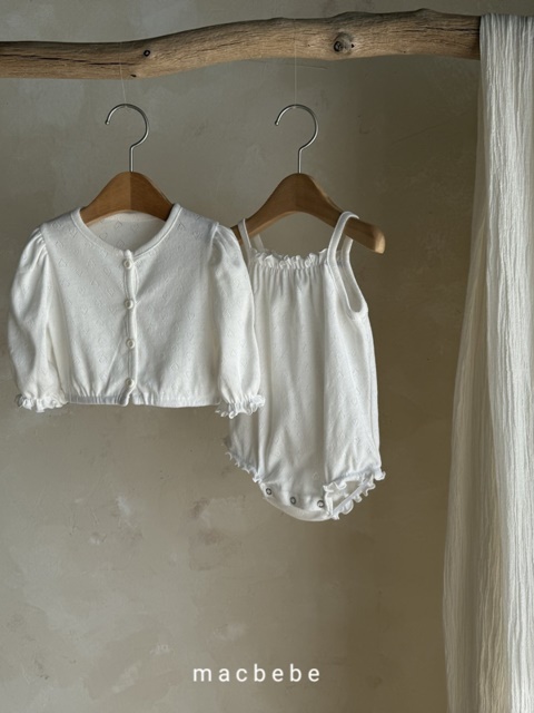 Eyelet Cardigan Set