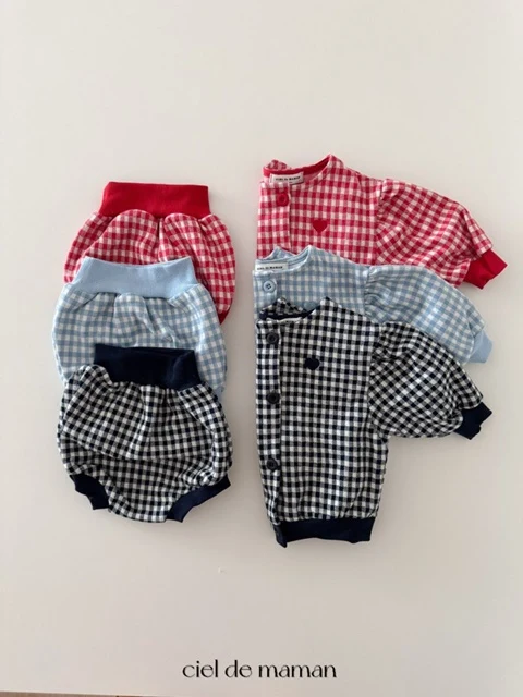 Check Check Cardigan Bloomer Top Bottom Set