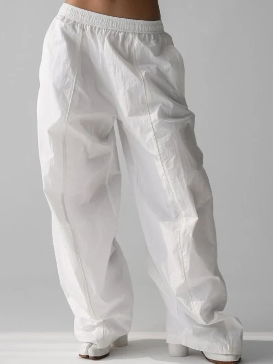 Nylon Drawstring Wide Twist Pattern Trousers Nylon Drawstring Wide Twist Pattern Trousers