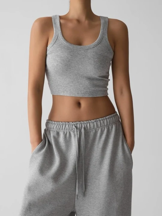 Ribbed Crop Tank Sleeveless Tee Ribbed Crop Tank Sleeveless Tee