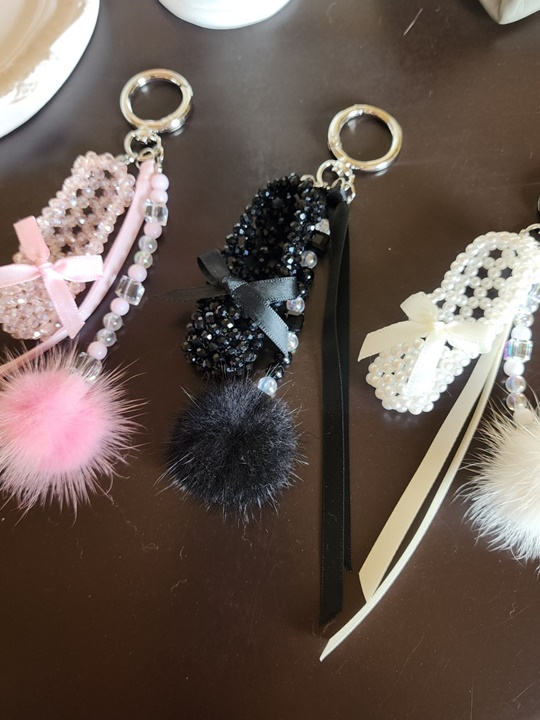 Beads Toe Shoes Ribbon Keyring Beads Toe Shoes Ribbon Keyring