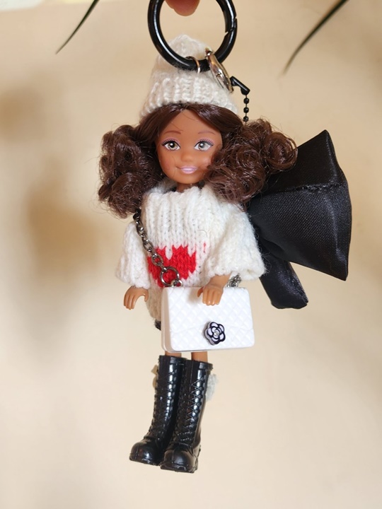 White Beanie Doll Keyring