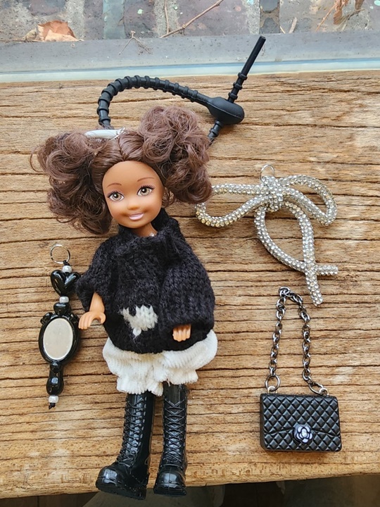 Heart Knit Doll Keyring