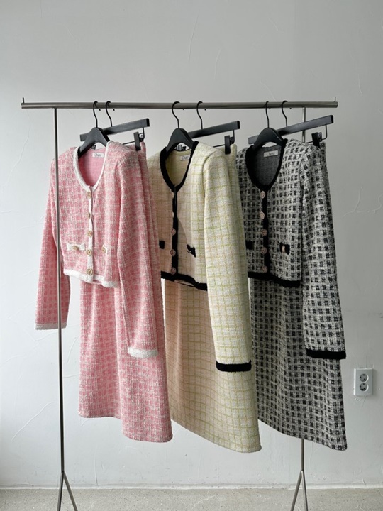Check Tweed Cardigan Skirt Set Check Tweed Cardigan Skirt Set