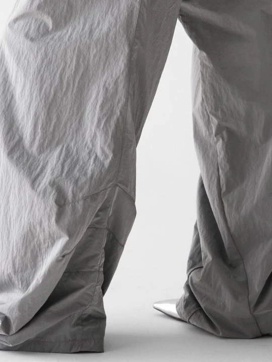 Nylon Drawstring Wide Twist Pattern Trousers Nylon Drawstring Wide Twist Pattern Trousers
