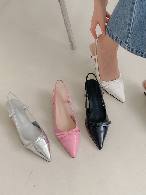 Stiletto Slingback Ribbon Heel