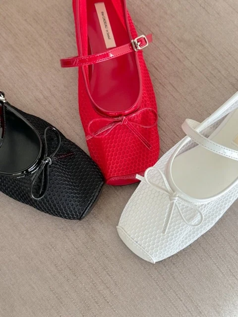 Mesh Mary Jane Ribbon Flat