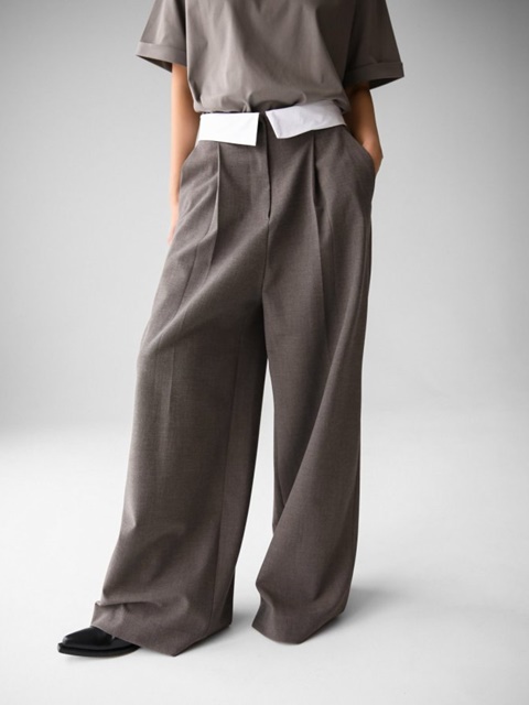 Colored Waist Wide Pintuck Trouser Colored Waist Wide Pintuck Trouser
