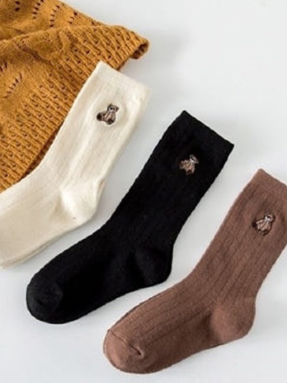 Bear Embroidery Socks Set