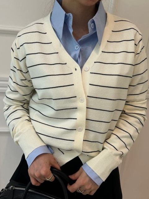 Stripe V Cardigan