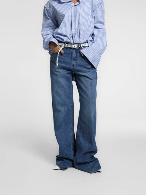 Classic Raw Cut Wide Fit Mid Blue Jeans Classic Raw Cut Wide Fit Mid Blue Jeans