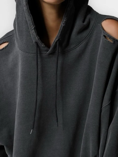 Oversized Pigment Cutted Detail Hoodie Oversized Pigment Cutted Detail Hoodie