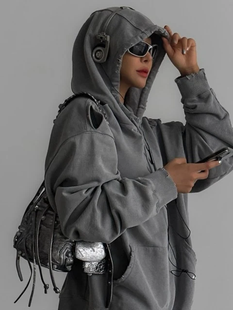 Oversized Pigment Cutted Detail Hoodie Oversized Pigment Cutted Detail Hoodie