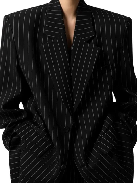 Wide Pin Stripe Setup Suit Single Blazer Wide Pin Stripe Setup Suit Single Blazer