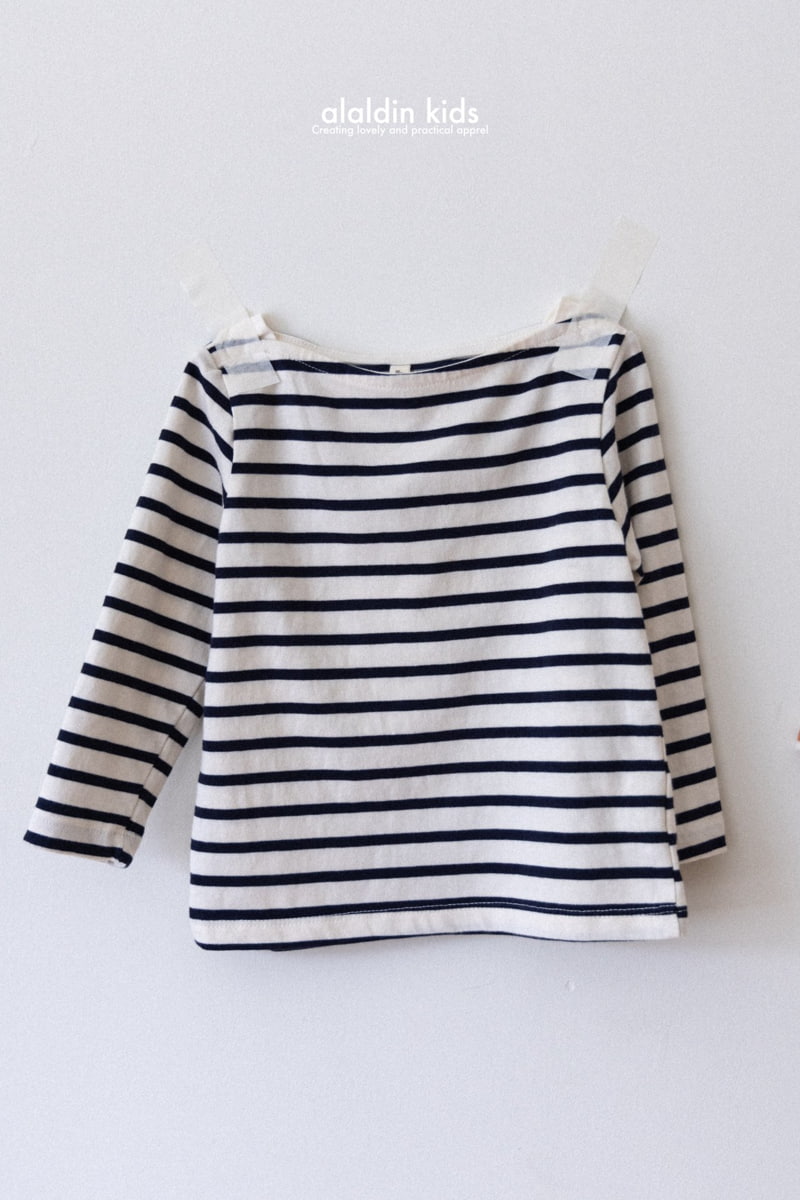 Aladin - Korean Children Fashion - #stylishchildhood - Boatneck Stripe Tee - 4