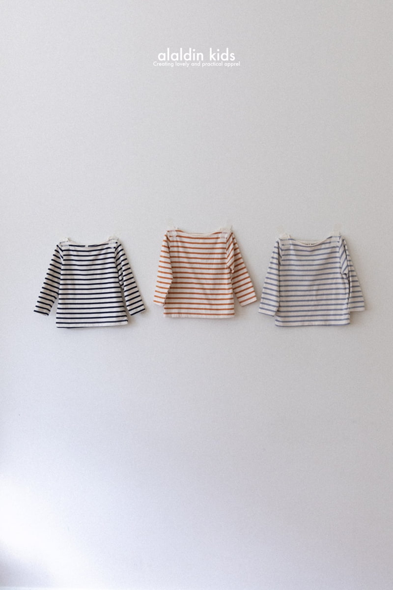 Aladin - Korean Children Fashion - #todddlerfashion - Boatneck Stripe Tee