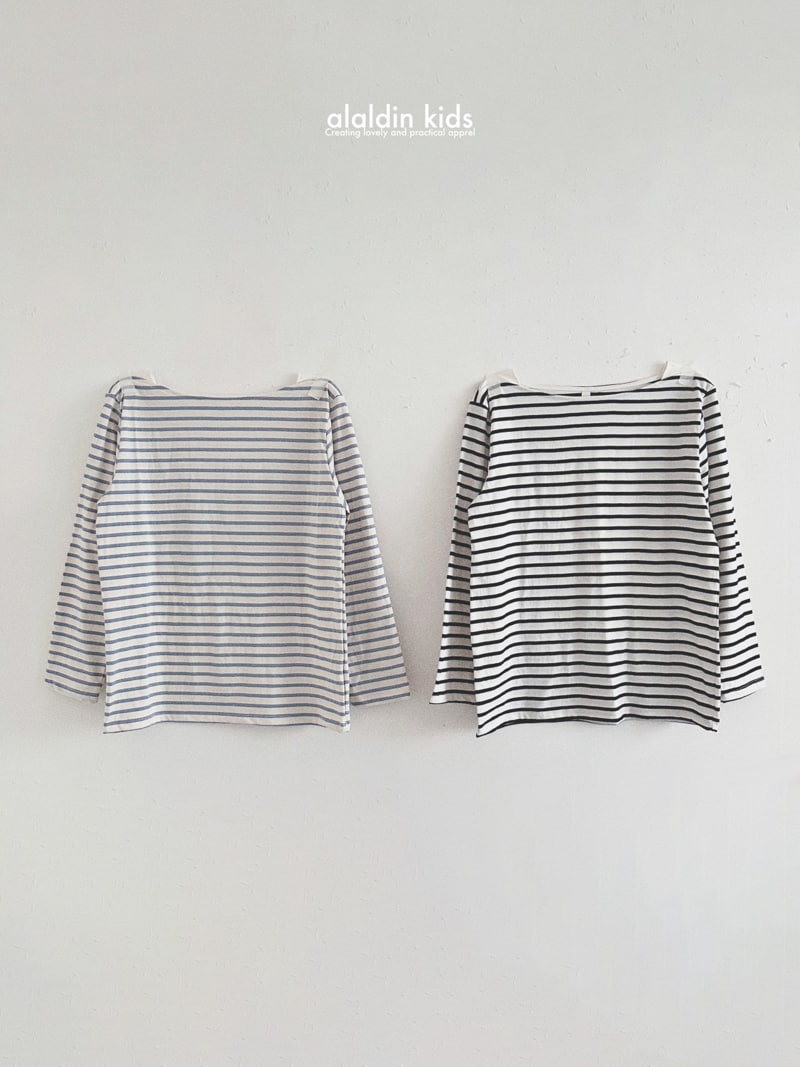 Aladin - Korean Women Fashion - #momslook - Mom Boatneck Stripe Tee