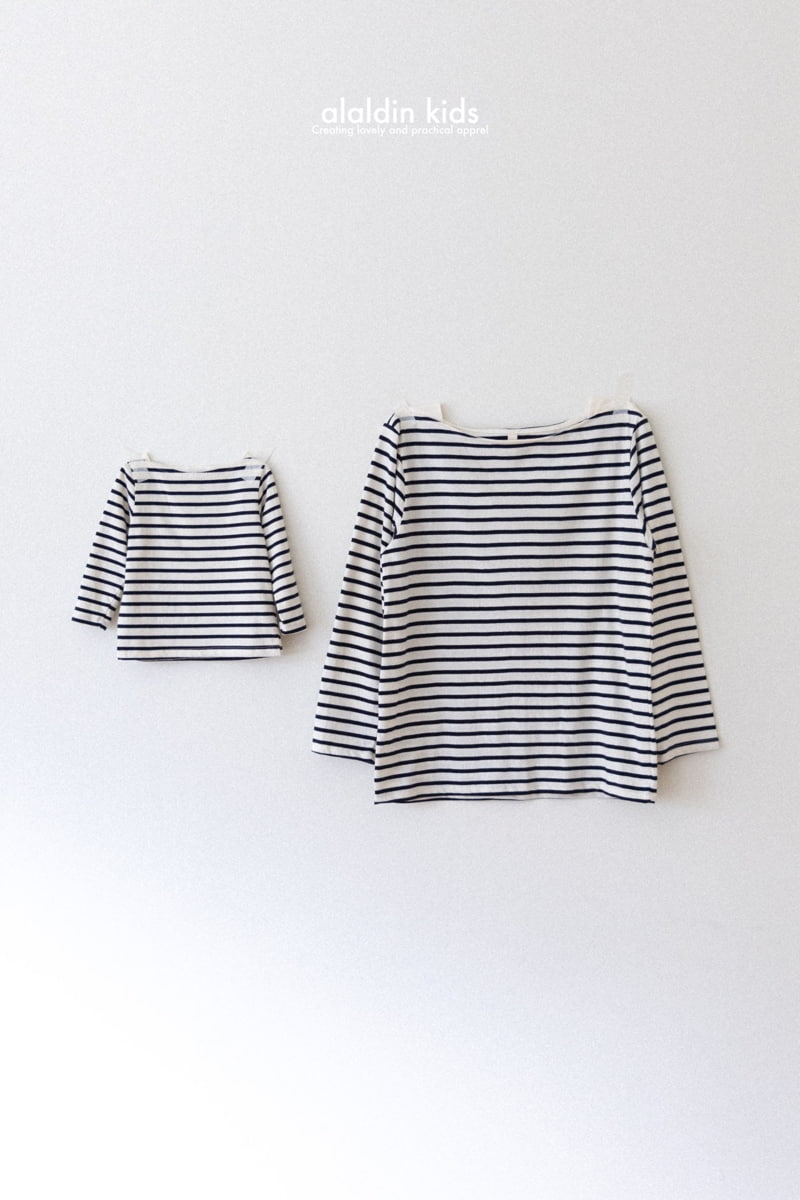 Aladin - Korean Women Fashion - #momslook - Mom Boatneck Stripe Tee - 3
