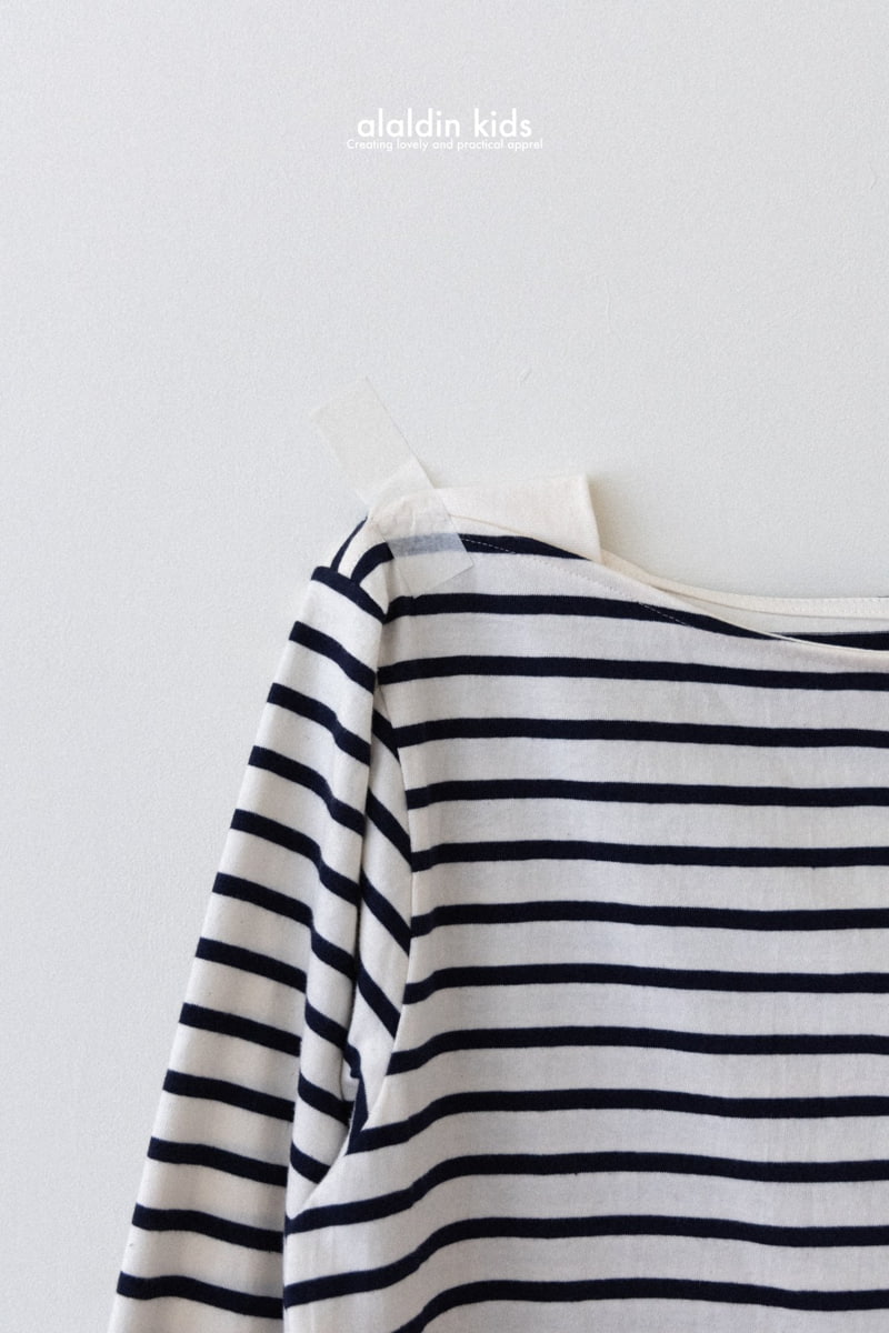 Aladin - Korean Women Fashion - #momslook - Mom Boatneck Stripe Tee - 4