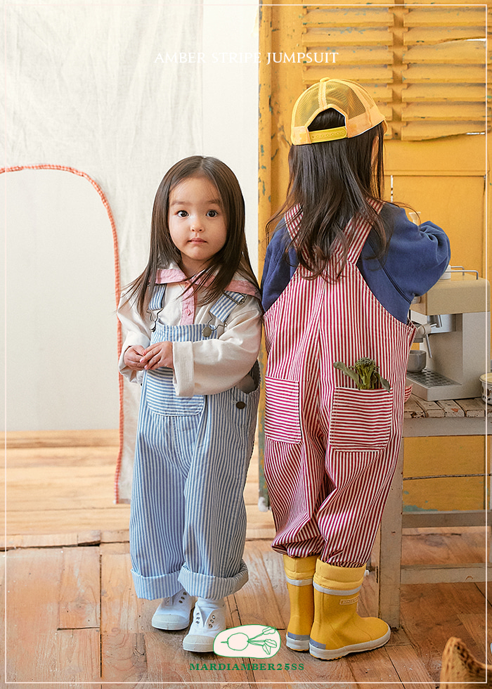 Amber - Korean Children Fashion - #prettylittlegirls - Stripe Overalls