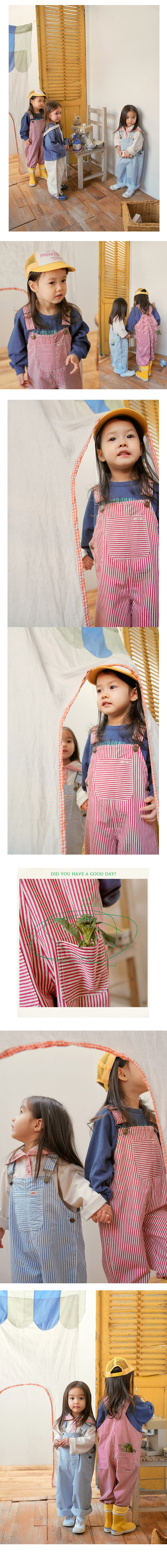 Amber - Korean Children Fashion - #toddlerclothing - Stripe Overalls - 3