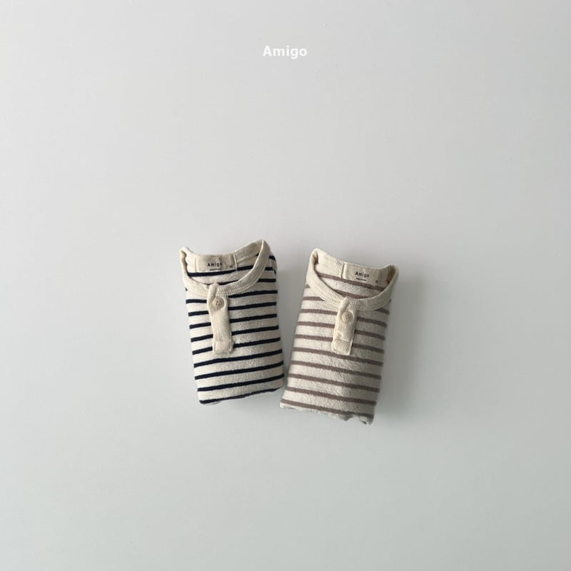 Amigo - Korean Baby Fashion - #babyboutique - Button Stripe Tee - 8