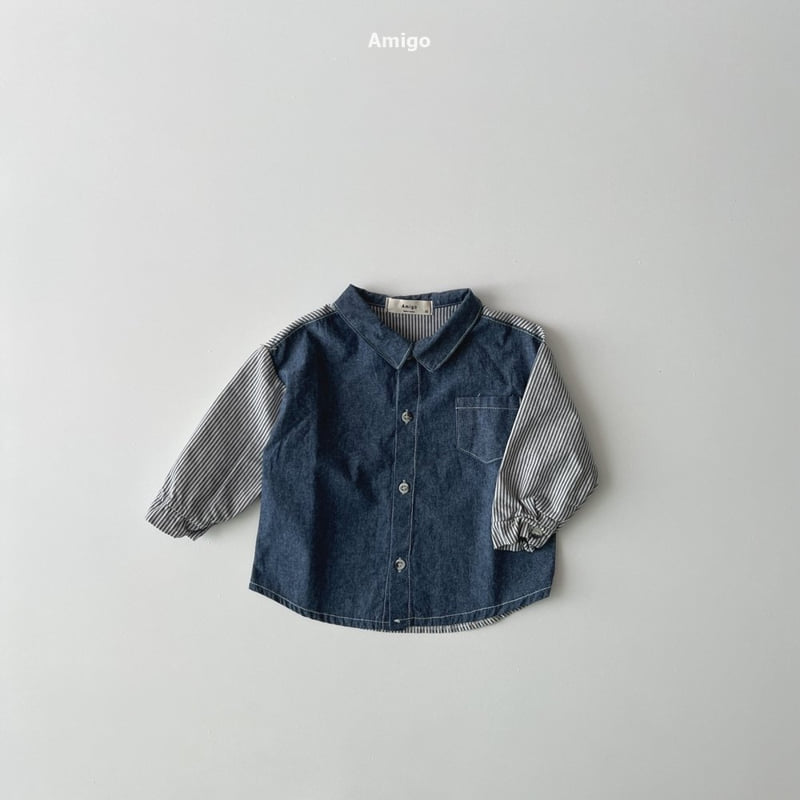 Amigo - Korean Baby Fashion - #babyboutiqueclothing - Half Denim Shirt
