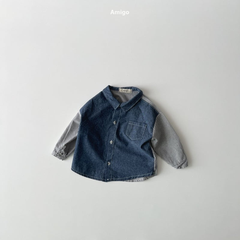 Amigo - Korean Baby Fashion - #babyclothing - Half Denim Shirt - 2