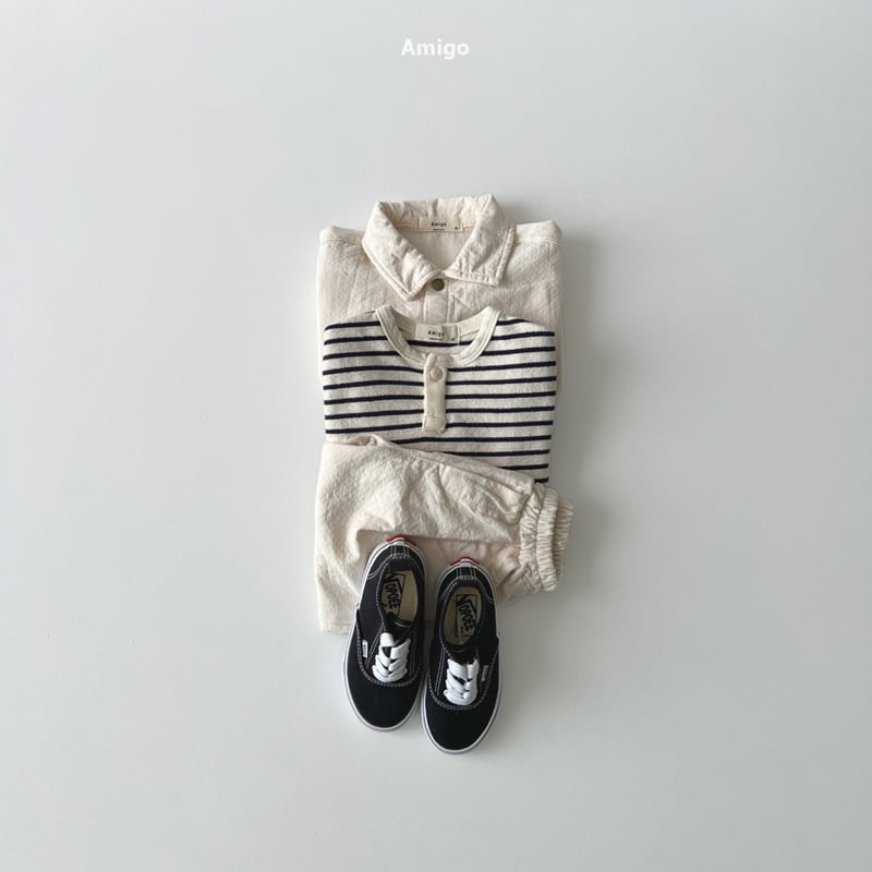 Amigo - Korean Baby Fashion - #babyclothing - Button Stripe Tee - 10