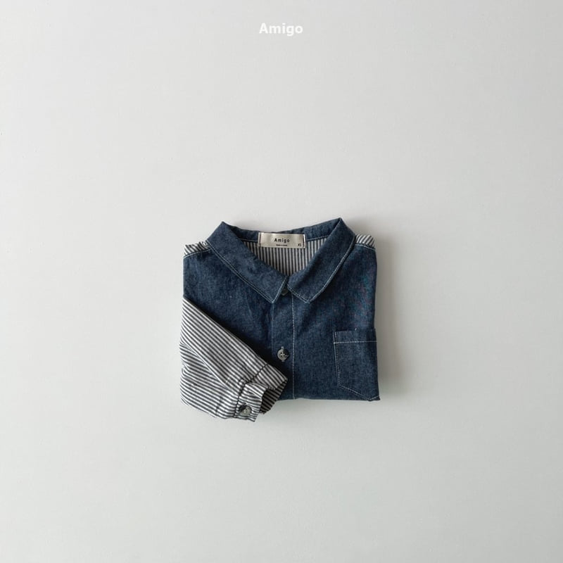 Amigo - Korean Baby Fashion - #babyfashion - Half Denim Shirt - 3