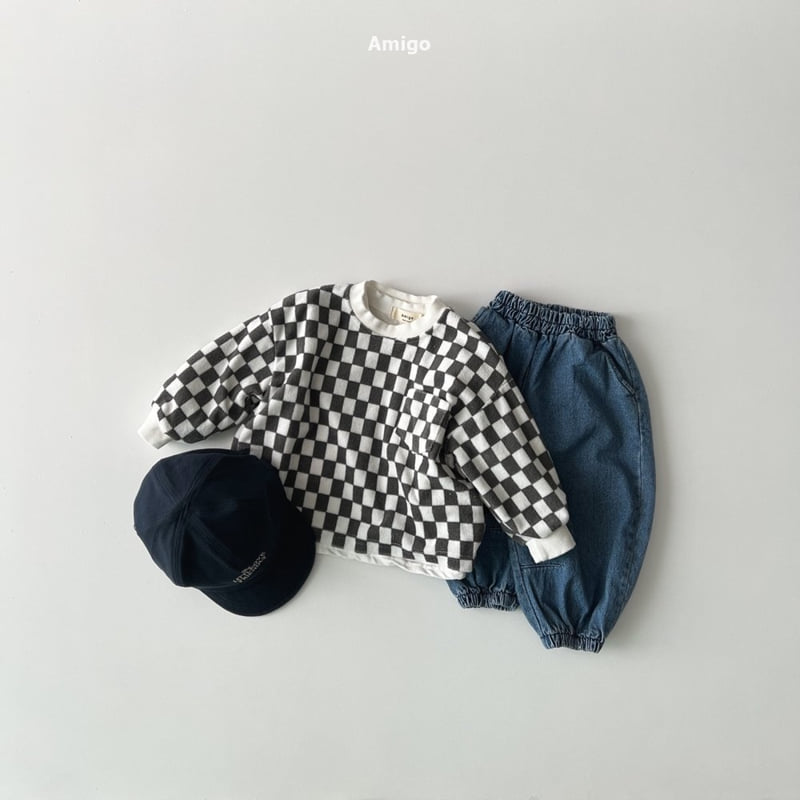 Amigo - Korean Baby Fashion - #babyfashion - Check Terry Tee - 8