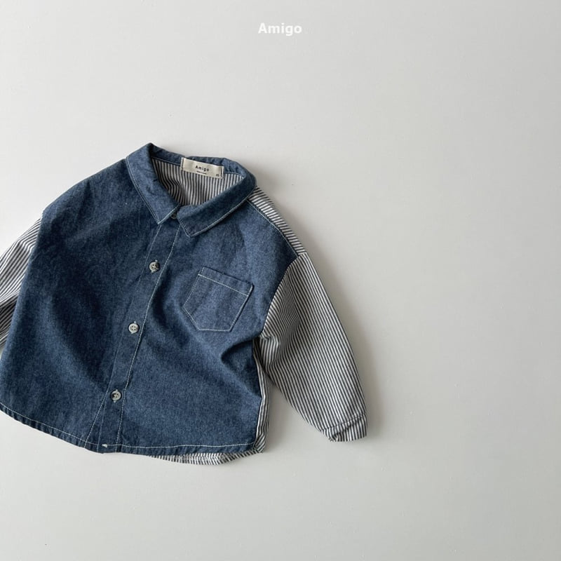 Amigo - Korean Baby Fashion - #babyfashion - Half Denim Shirt - 4