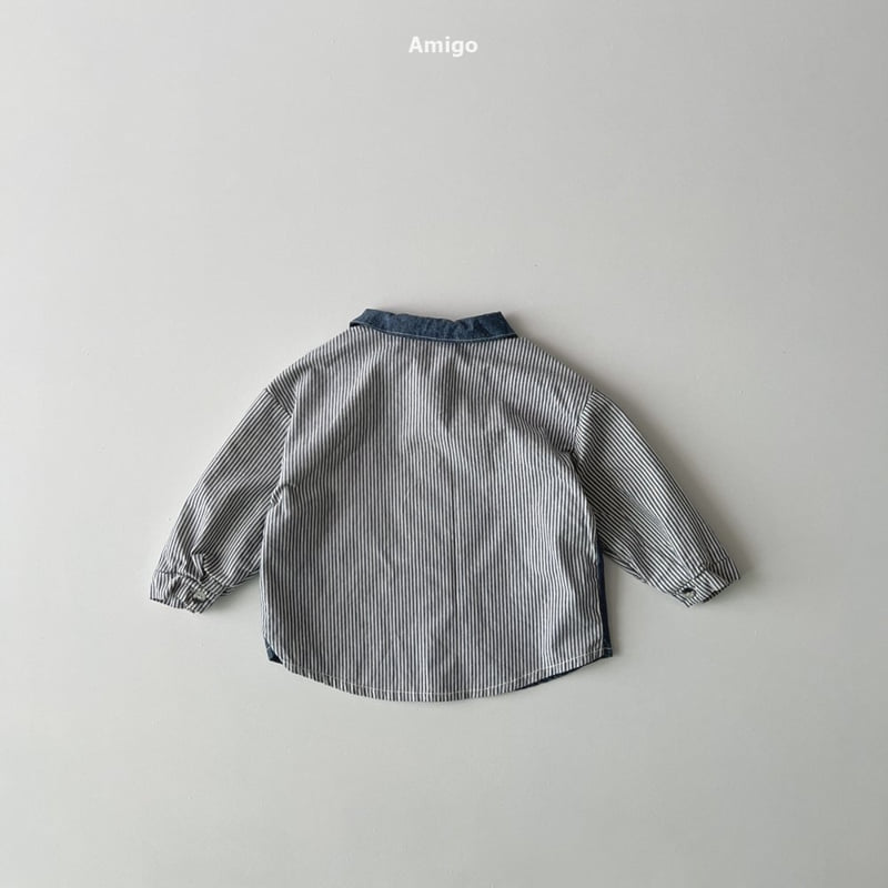 Amigo - Korean Baby Fashion - #babygirlfashion - Half Denim Shirt - 5