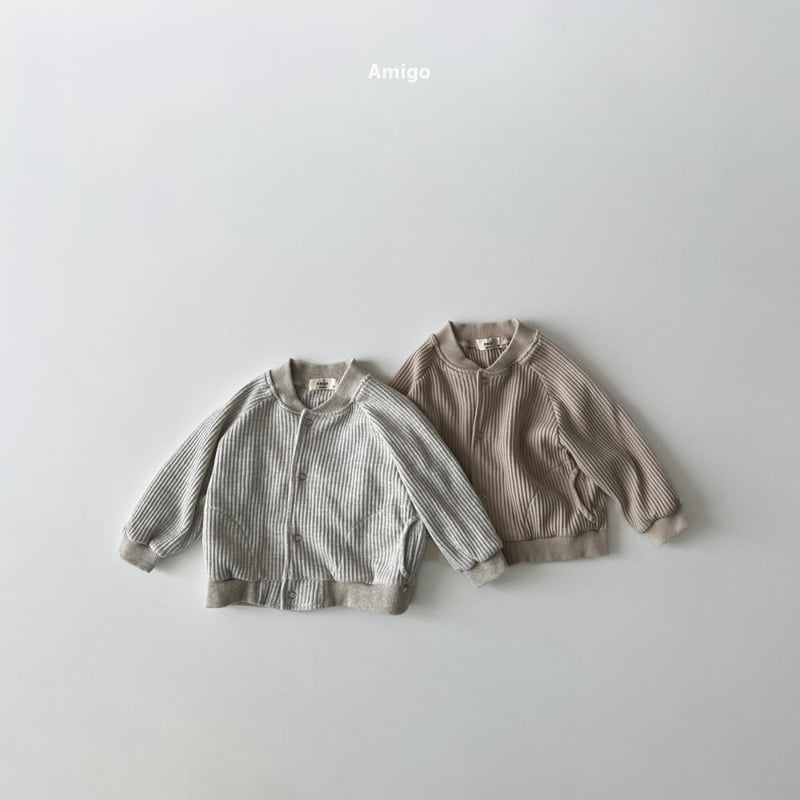 Amigo - Korean Baby Fashion - #babygirlfashion - Waffle Baseball Jumper