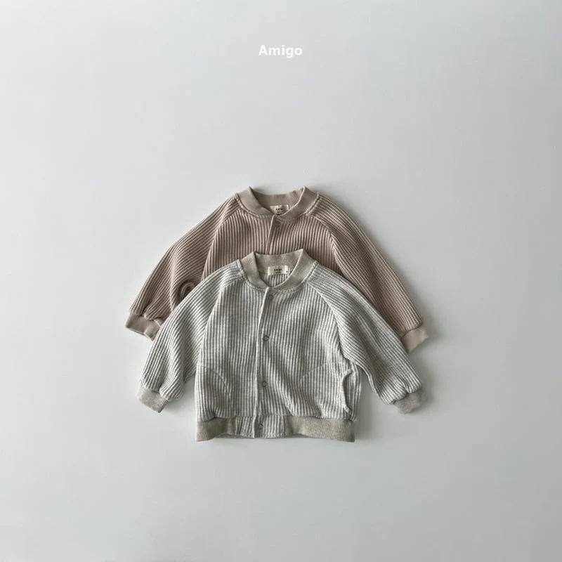 Amigo - Korean Baby Fashion - #babylifestyle - Waffle Baseball Jumper - 2