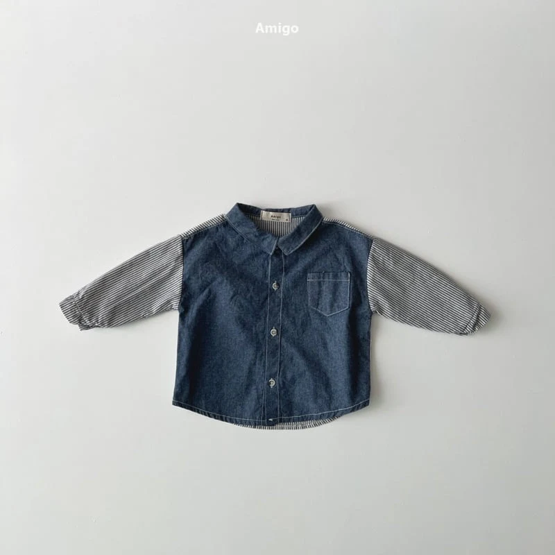 Amigo - Korean Baby Fashion - #babyootd - Half Denim Shirt - 8