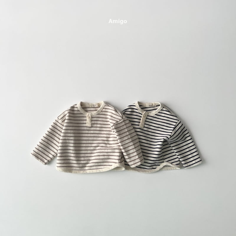 Amigo - Korean Baby Fashion - #babyootd - Button Stripe Tee