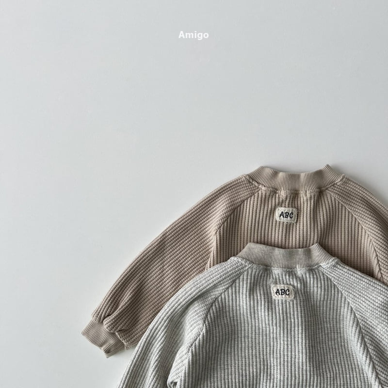 Amigo - Korean Baby Fashion - #babyoutfit - Waffle Baseball Jumper - 6