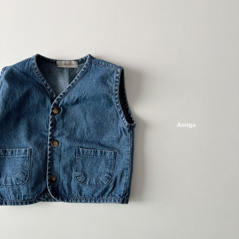Amigo - Korean Baby Fashion - #babyoutfit - Denim Vest - 2