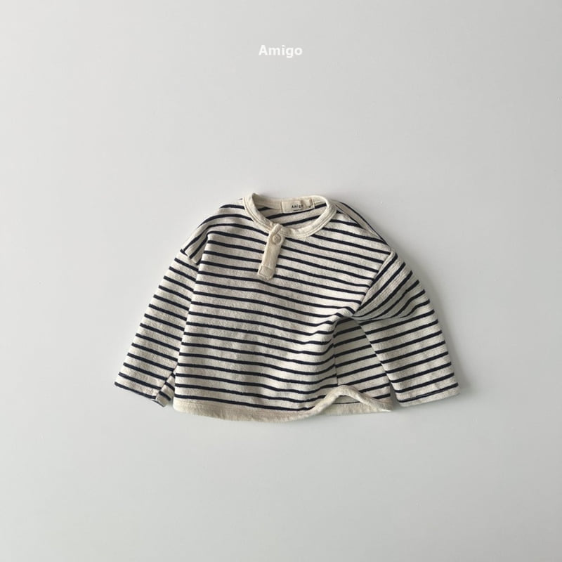 Amigo - Korean Baby Fashion - #babyoutfit - Button Stripe Tee - 4