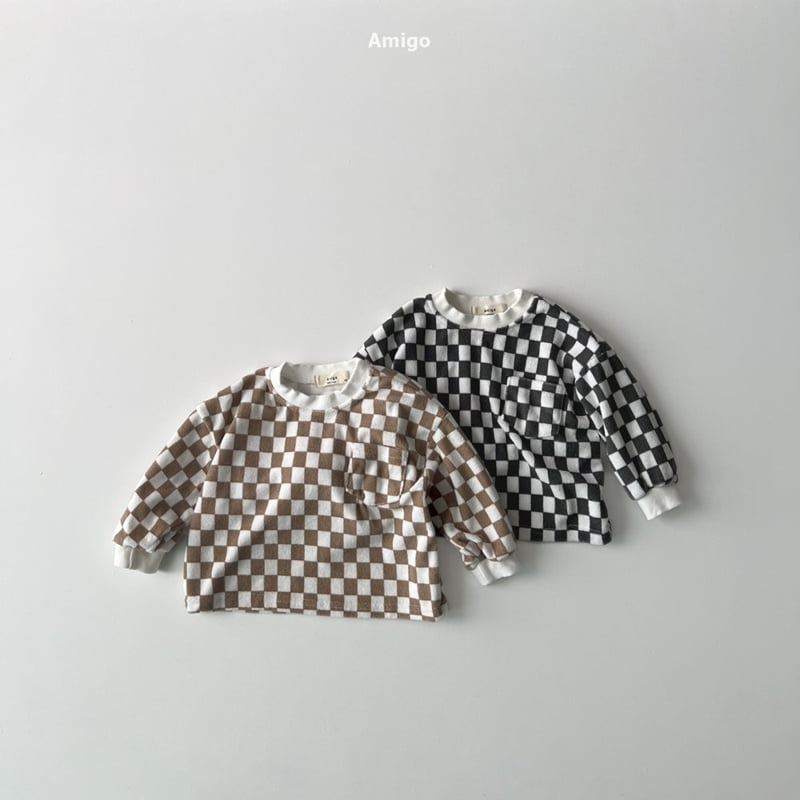Amigo - Korean Baby Fashion - #babywear - Check Terry Tee