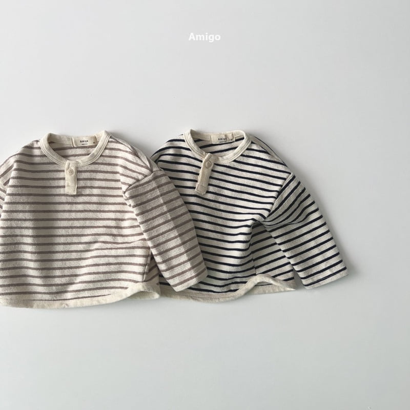Amigo - Korean Baby Fashion - #onlinebabyshop - Button Stripe Tee - 6