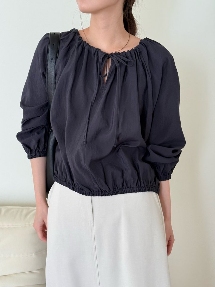 Amygrace - Korean Women Fashion - #momslook - Lady Shirring Blouse - 6