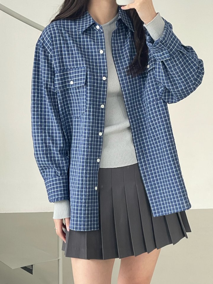 Amygrace - Korean Women Fashion - #momslook - Burkin Check Shirt - 6