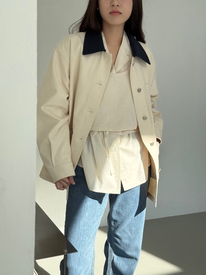 Amygrace - Korean Women Fashion - #momslook - French Cotton Work Jacket - 4